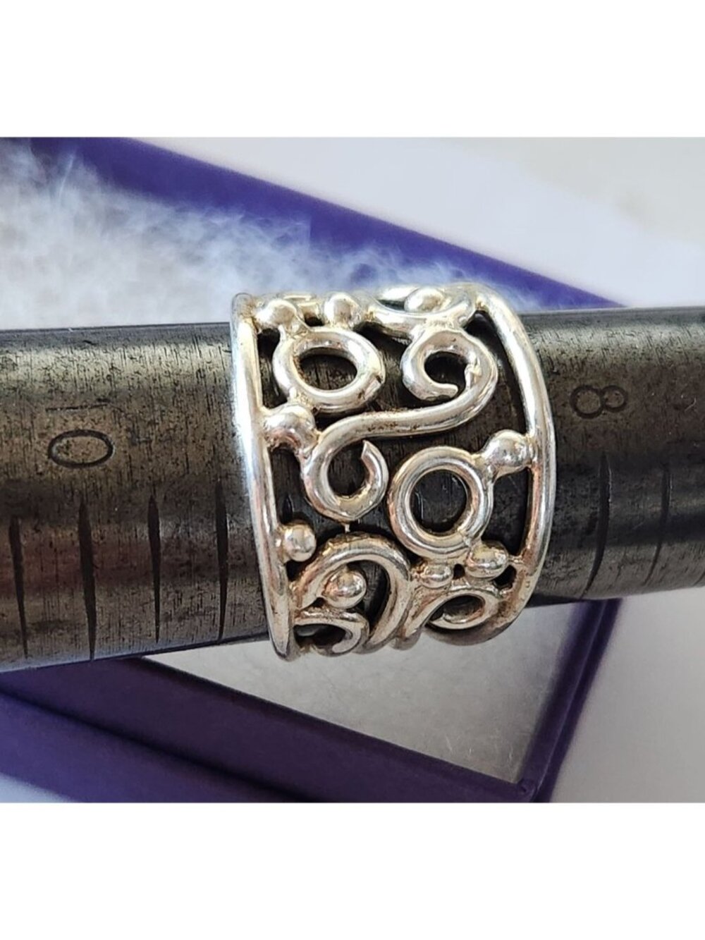 Ring Band Open Silver 20 mm wide Size 8 1/2 7.8 gr no Stone Jerry Fran Harr